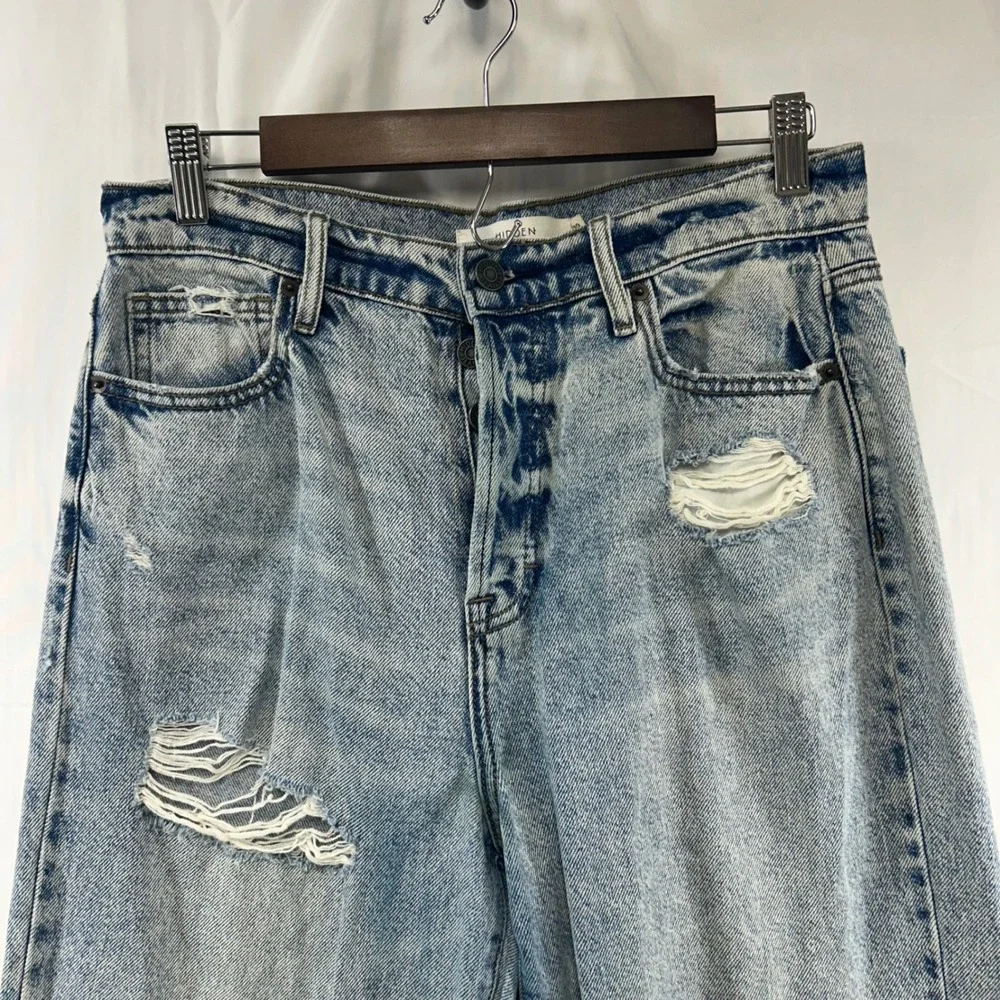 Hidden Jeans Wide Leg Women‎ 29 Light Blue Distressed Raw Hem HD9109D-M